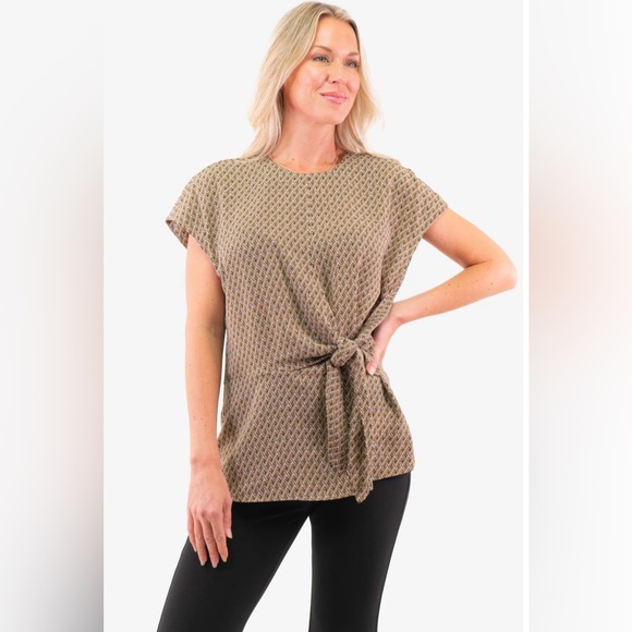 MICHAEL Michael Kors Tops - Michael Kors All Over Logo Print Front Tie Tunic Top Casual Plus Size 2X